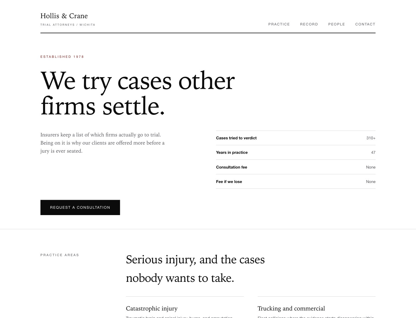 Hollis and Crane concept homepage