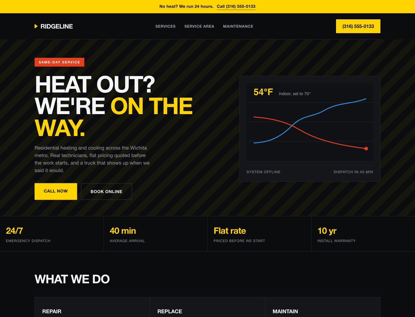 Ridgeline Heating and Air concept homepage